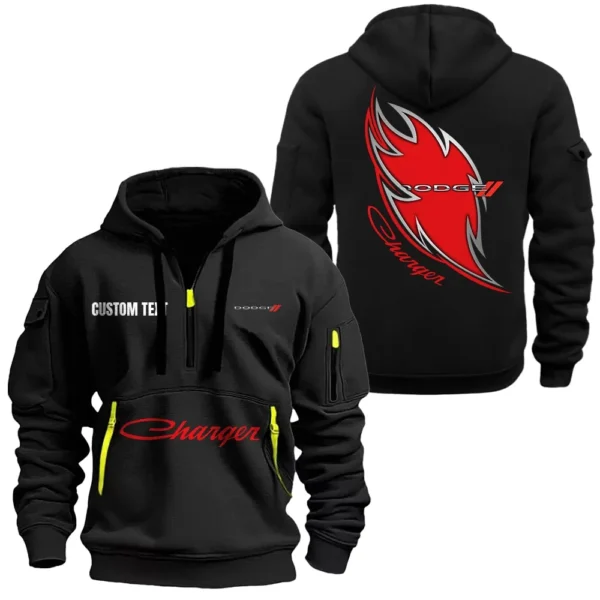 Retro-Inspired Sedan Hoodie Half Zipper, All Over Print Hoodie Gift For Retro-Inspired Sedan Enthusiasts CAR170 - Black