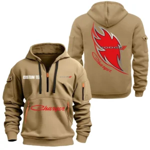 Retro-Inspired Sedan Hoodie Half Zipper, All Over Print Hoodie Gift For Retro-Inspired Sedan Enthusiasts CAR170 - Khaki
