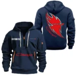 Retro-Inspired Sedan Hoodie Half Zipper, All Over Print Hoodie Gift For Retro-Inspired Sedan Enthusiasts CAR170 - Navy