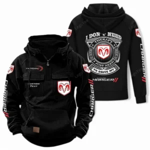 Street Performance Car Tactical Quarter Zip Hoodie, Exclusive Logo Hoodie For Car Enthusiasts CAR106 - Black