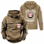 Retro-Inspired Sedan Tactical Quarter Zip Hoodie, Exclusive Logo Hoodie For Car Enthusiasts CAR106 - Khaki