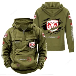 Muscle Sedan Tactical Quarter Zip Hoodie, Exclusive Logo Hoodie For Car Enthusiasts CAR122 - Army Green