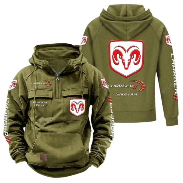 Street Performance Car Tactical Quarter Zip Hoodie, Exclusive Logo Hoodie For Car Enthusiasts CAR960 - Army Green