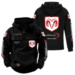 Retro-Inspired Sedan Tactical Quarter Zip Hoodie, Exclusive Logo Hoodie For Car Enthusiasts CAR960 - Black