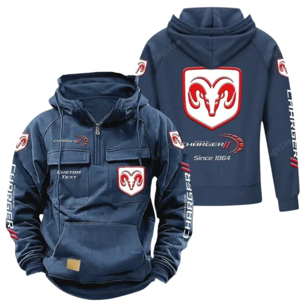 Power Sedan Tactical Quarter Zip Hoodie, Exclusive Logo Hoodie For Car Enthusiasts CAR960 - Dark Blue