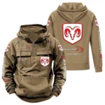 Drag-Ready Car Tactical Quarter Zip Hoodie, Exclusive Logo Hoodie For Car Enthusiasts CAR960 - Khaki