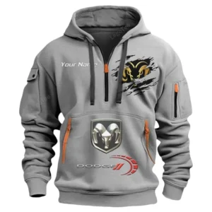 Hoodie Half Zipper Exclusive Logo Gift For Muscle Car Enthusiasts CAR113 - Gray
