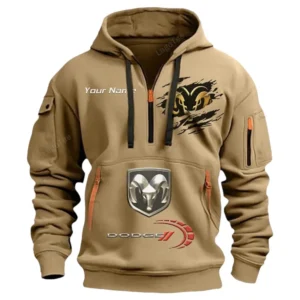 Hoodie Half Zipper Exclusive Logo Gift For Muscle Car Enthusiasts CAR113 - Khaki