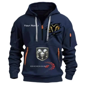 Hoodie Half Zipper Exclusive Logo Gift For Muscle Car Enthusiasts CAR113 - Navy
