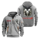 Hoodie Half Zipper Exclusive Logo Gift For Muscle Car Enthusiasts CAR200 - Gray