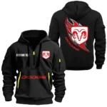 Supercharged Car Hoodie Half Zipper, All Over Print Hoodie Gift For Supercharged Car Enthusiasts CAR170 - Black