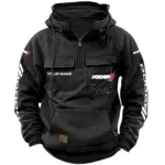 Drag Racing Vehicle Tactical Quarter Zip Hoodie, Exclusive Logo Hoodie For Car Enthusiasts CAR164 - Black