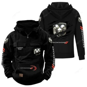 American Car Tactical Quarter Zip Hoodie, Exclusive Logo Hoodie For Car Enthusiasts CAR122 - Black