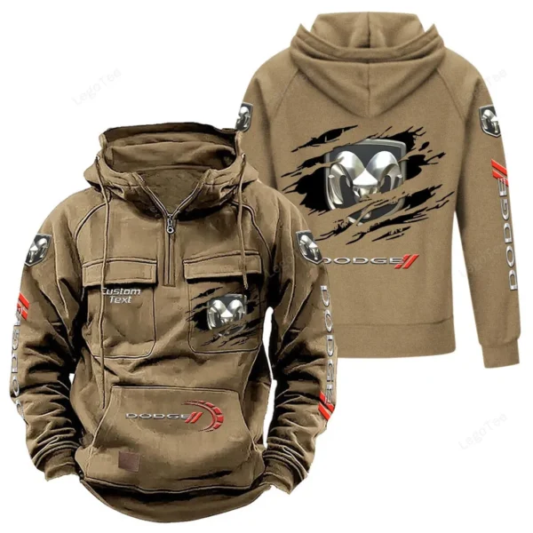 Performance Vehicle Tactical Quarter Zip Hoodie, Exclusive Logo Hoodie For Car Enthusiasts CAR122 - Khaki