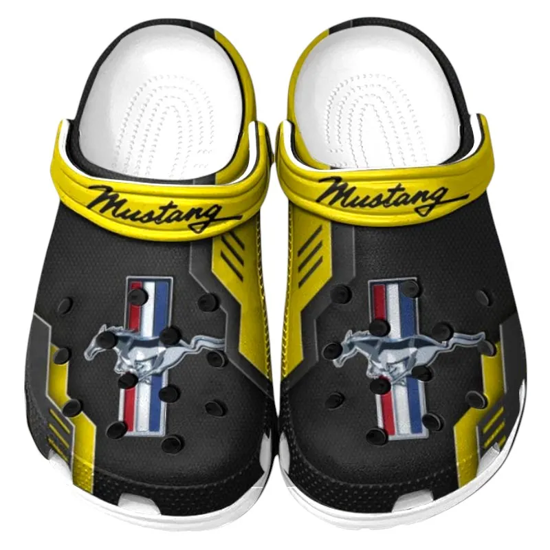 Drag Strip Muscle Lover’s All Over Print Clog, Slip-On Shoes for Daily Comfort and Garage Style CAR185 - Yellow