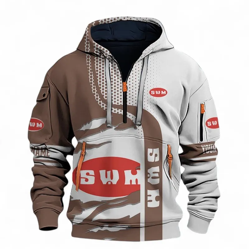 Dual-Sport Bike Hoodie Half Zip 3D, Adventure-Ready Streetwear For Car Lovers CAR398 - Brown