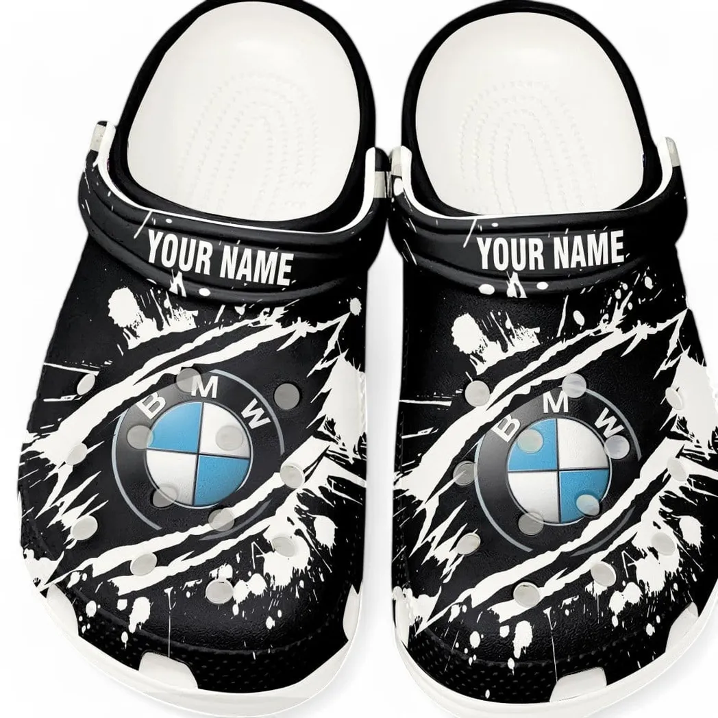 Dual-Sport Motorcycle Culture Clog, Stylish All Over Print Lightweight Shoes for Auto Fans and Streetwear Style CAR560 - White