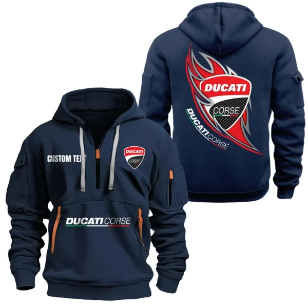 Hoodie Half Zipper Exclusive Logo Gift For Italian Sport Bike Enthusiasts CAR170 - Navy