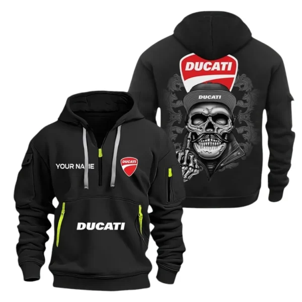 Hoodie Half Zipper Exclusive Logo Gift For Sleek Superbike Enthusiasts CAR166 - Black