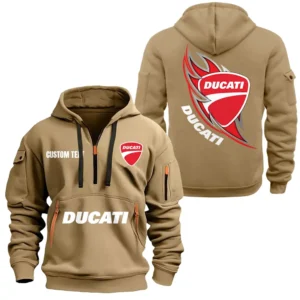Hoodie Half Zipper Exclusive Logo Gift For Performance Two-Wheeler Enthusiasts CAR170 - Khaki