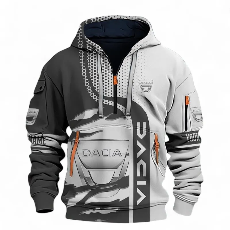Duradrive Motors Hoodie Half Zip 3D, Casual Comfort Hoodie For Car Lovers CAR396 - Black
