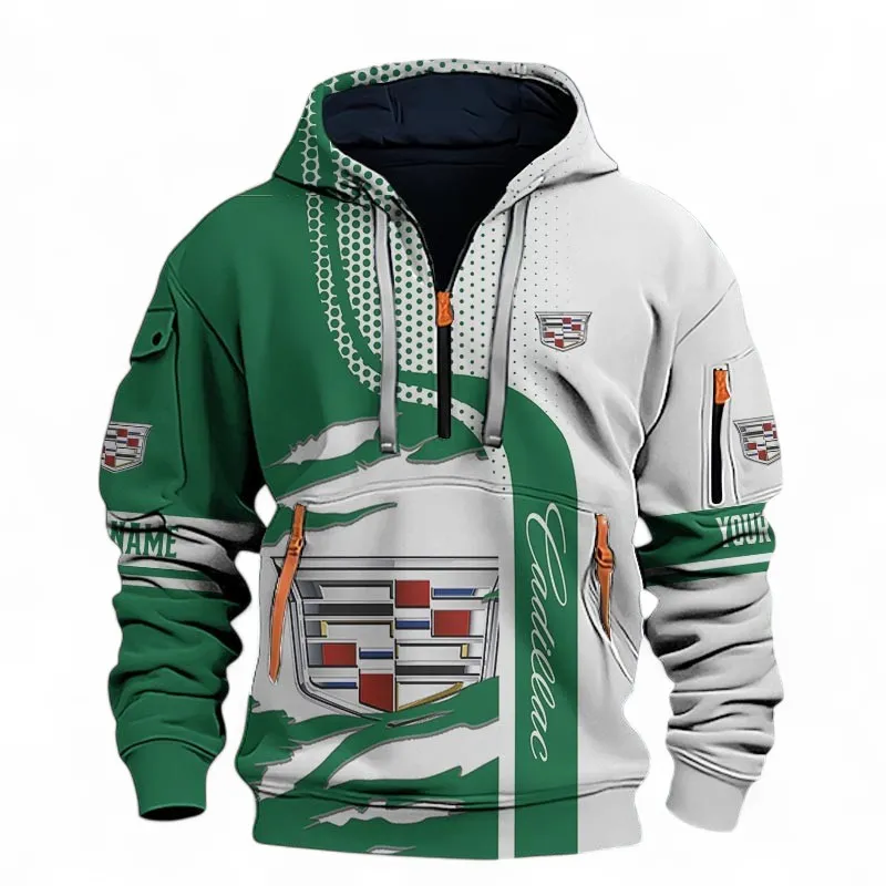 Elegant Touring Car Hoodie Half Zip 3D, Rugged Casual Fit Hoodie For Car Lovers CAR396 - Green