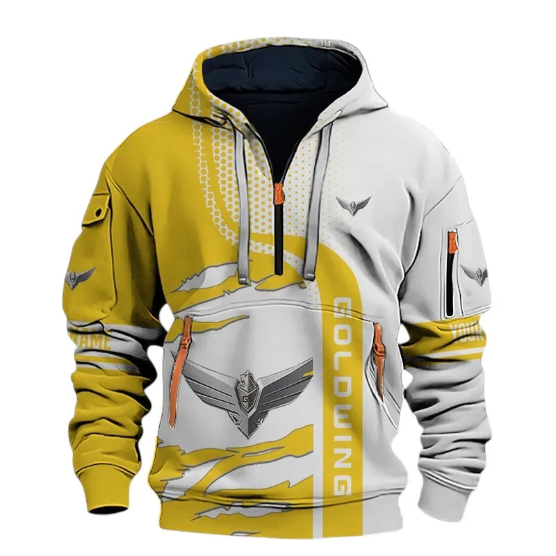 Endurance Road Bike Hoodie Half Zip 3D, Sporty Streetwear Hoodie For Car Lovers CAR398 - Yellow