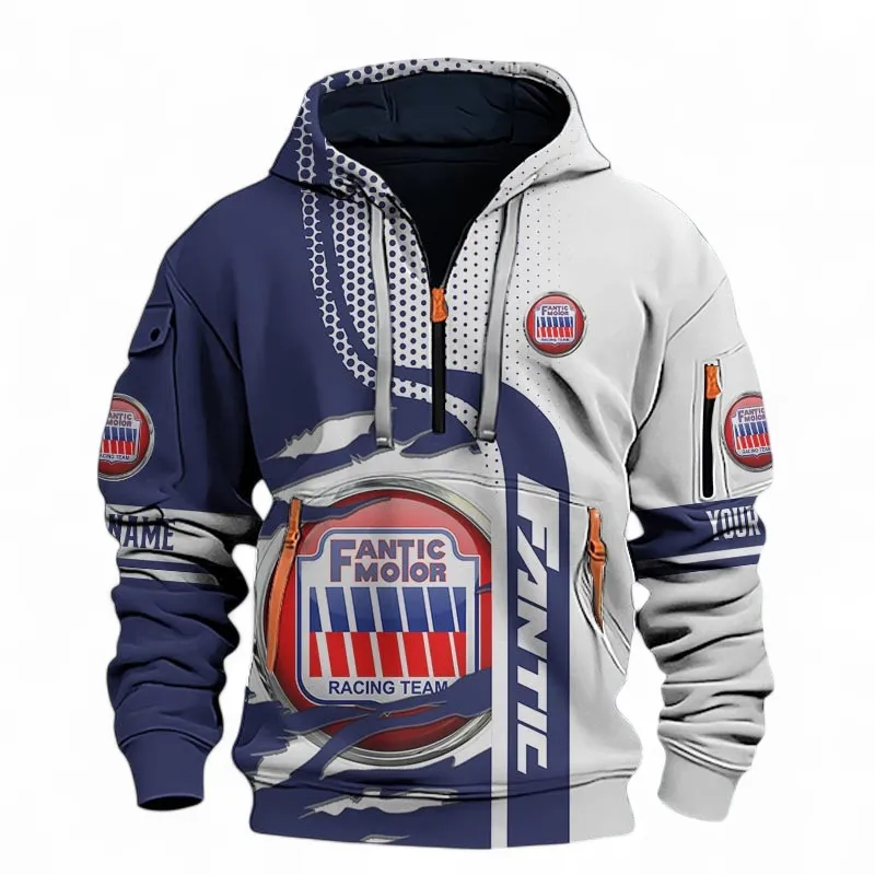 Enduro Bike Hoodie Half Zip 3D, Classic Comfortable Hoodie For Motor Lovers CAR398 - Blue