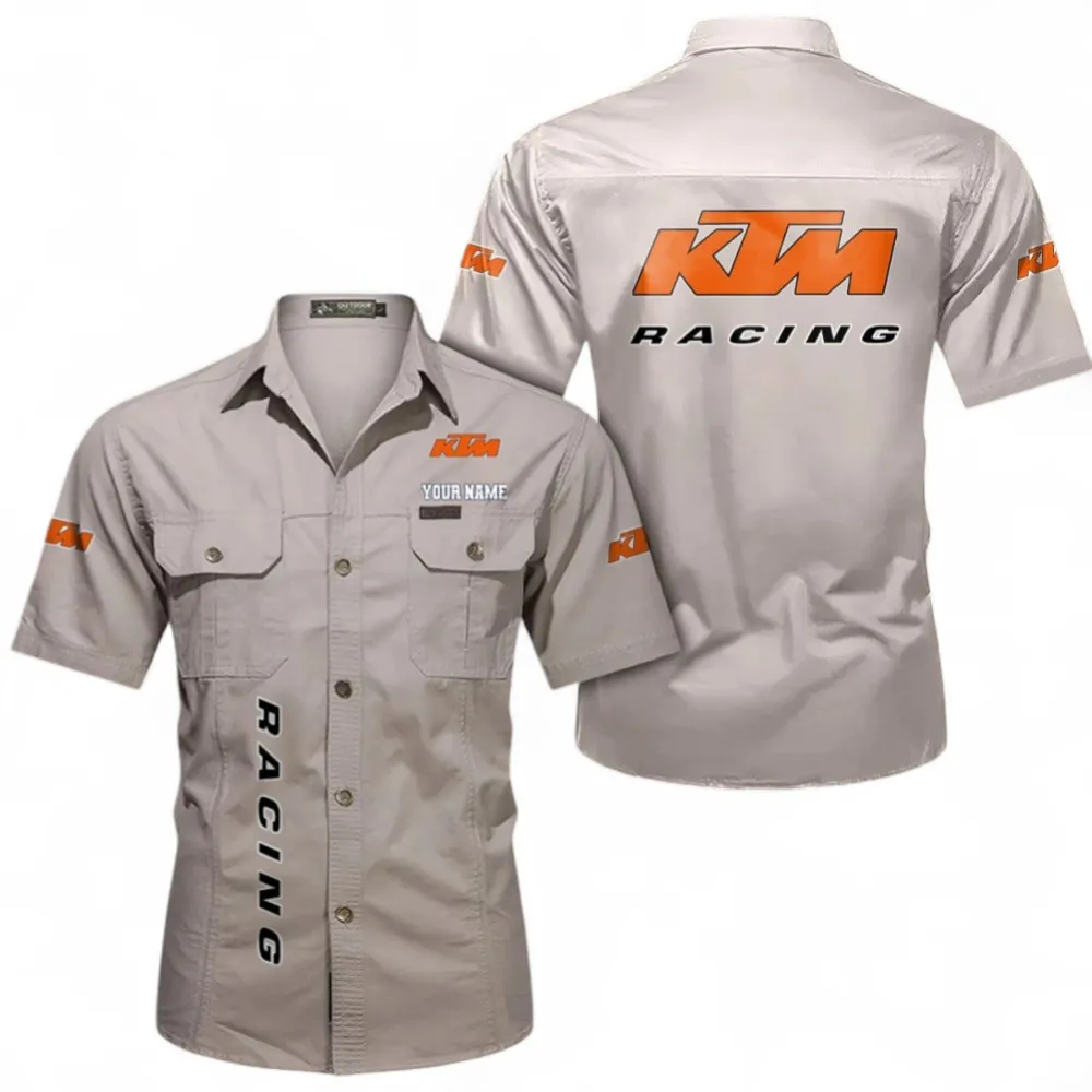 Enduro Motorcycle Classic Short Sleeve Shirt, Custom Name CAR392 - Beige