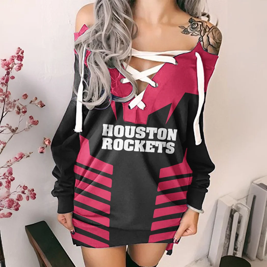 Everyday Basketball Nation Lace-Up Sweatshirt For Women, Chic Everyday Hoodie Dress HVN1272