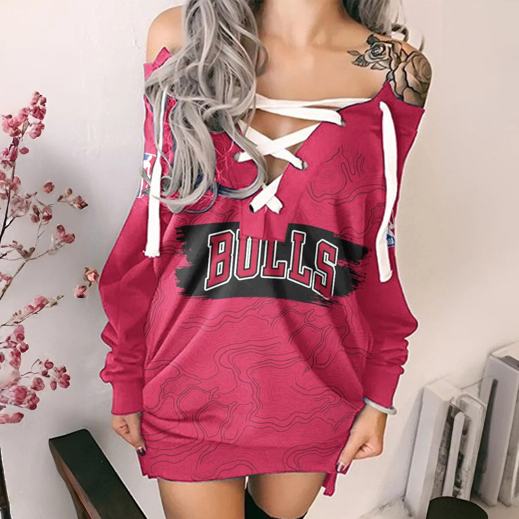 Everyday Game Nation Lace-Up Sweatshirt For Women, Fashion-Forward Hoodie Dress HVN1276