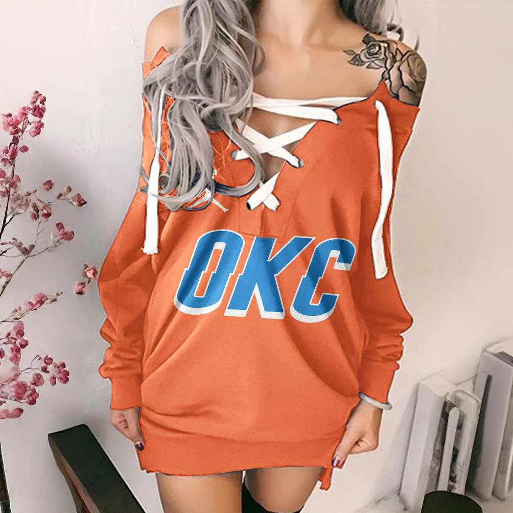 Everyday Hoop Fans Lace-Up Sweatshirt For Women, Game Day Hoodie Dress HVN1277