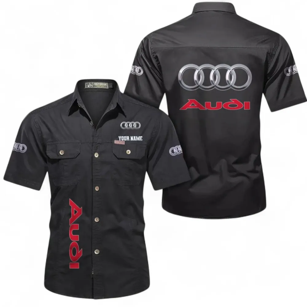 Executive Car Men's Casual Short Sleeved Shirt, Custom Name CAR392 - Black