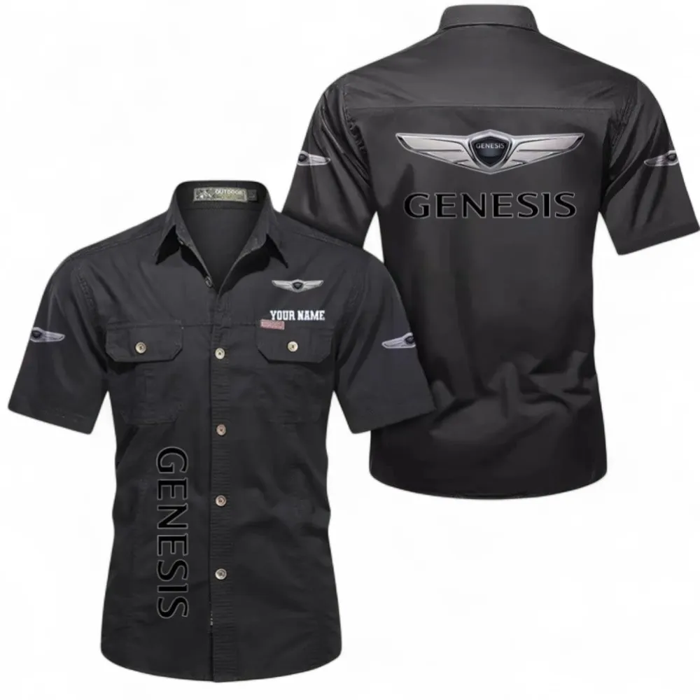 Executive Car Men's Casual Short Sleeved Shirt, Custom Name CAR392 - Black