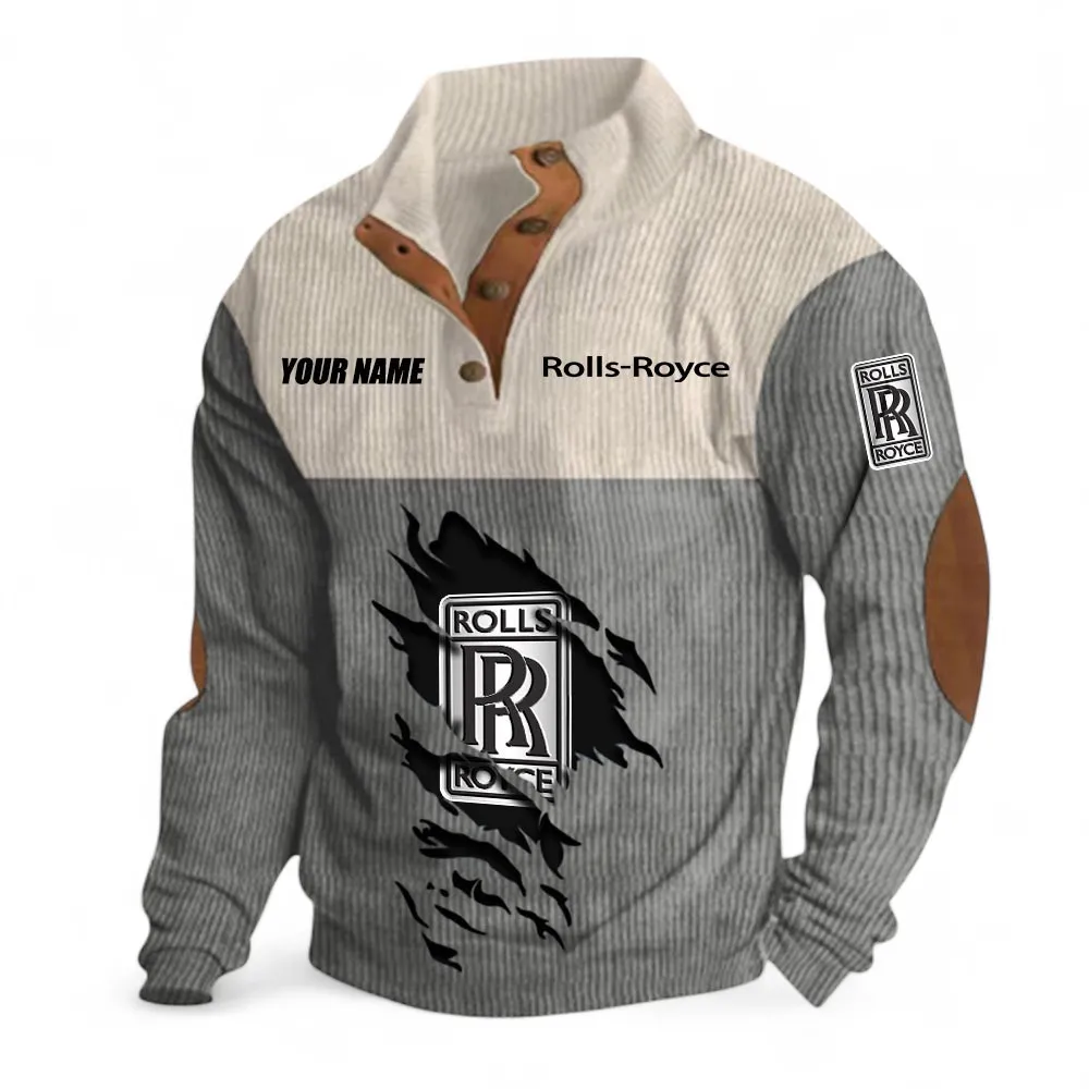 Executive Luxury Vehicle Men's Stand Up Collar Base Shirt, Exclusive Logo Hoodie For Car Lovers CAR402 - Gray