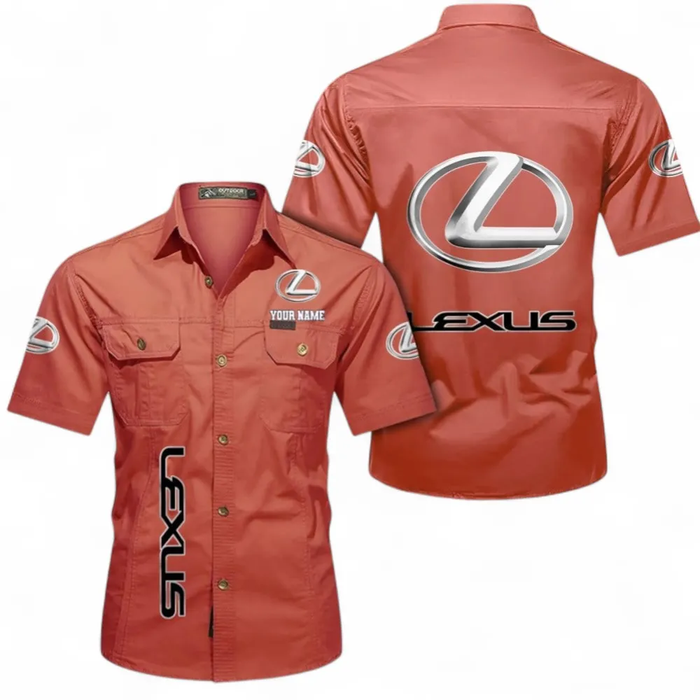 Executive Vehicle Casual Short Sleeve Shirt, Custom Name CAR392 - Red
