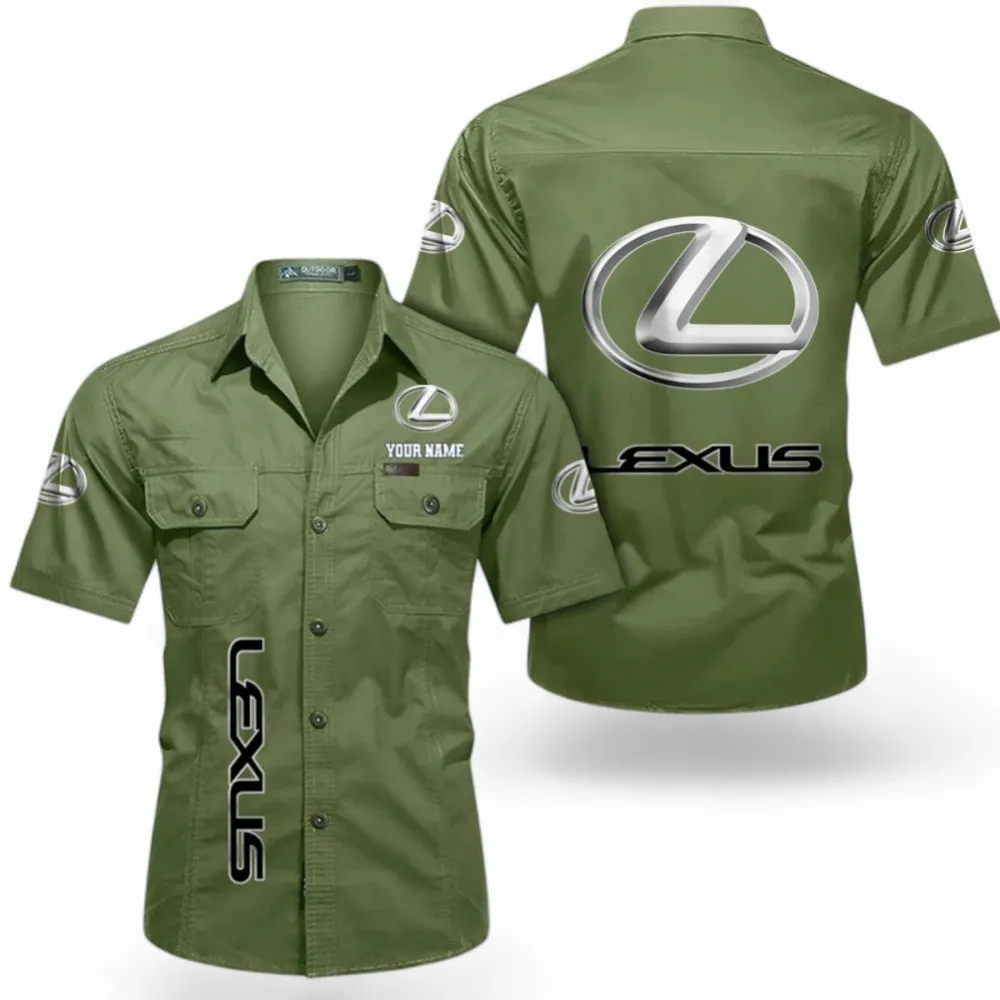 Executive Vehicle Men's Everyday Short Sleeve Shirt, Custom Name CAR392 - Fruit Green