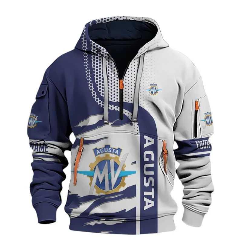 Exotic Motorcycle Hoodie Half Zip 3D, Everyday Casual Hoodie For Car Lovers CAR398 - Blue