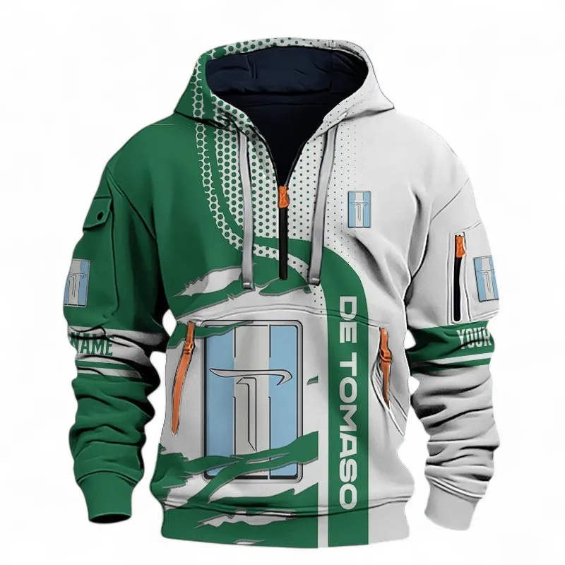Exotic Roadster Hoodie Half Zip 3D, Rugged Casual Fit Hoodie For Car Lovers CAR396 - Green