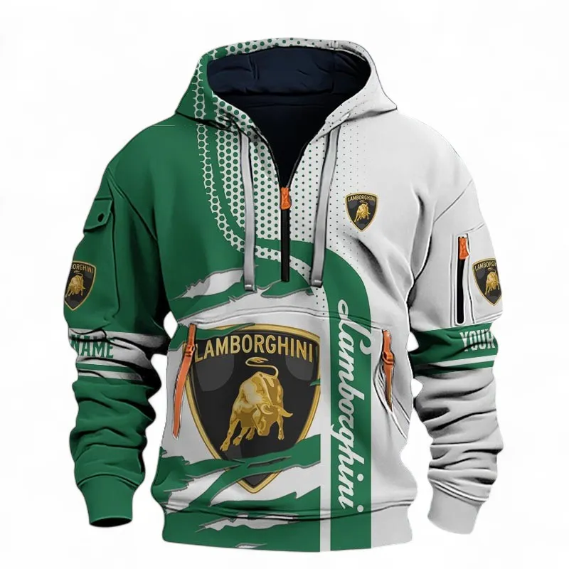 Exotic Sports Car Hoodie Half Zip 3D, Comfortable Everyday Hoodie For Car Lovers CAR396 - Green