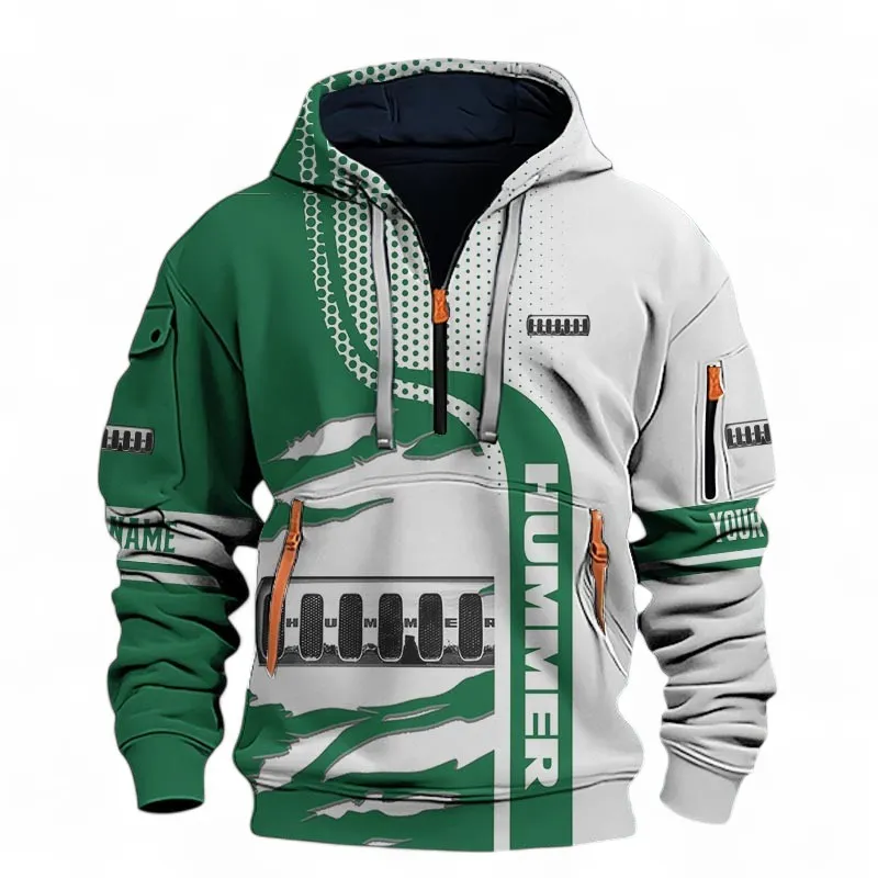 Expedition SUV Hoodie Half Zip 3D, Rugged Casual Fit Hoodie For Car Lovers CAR396 - Green