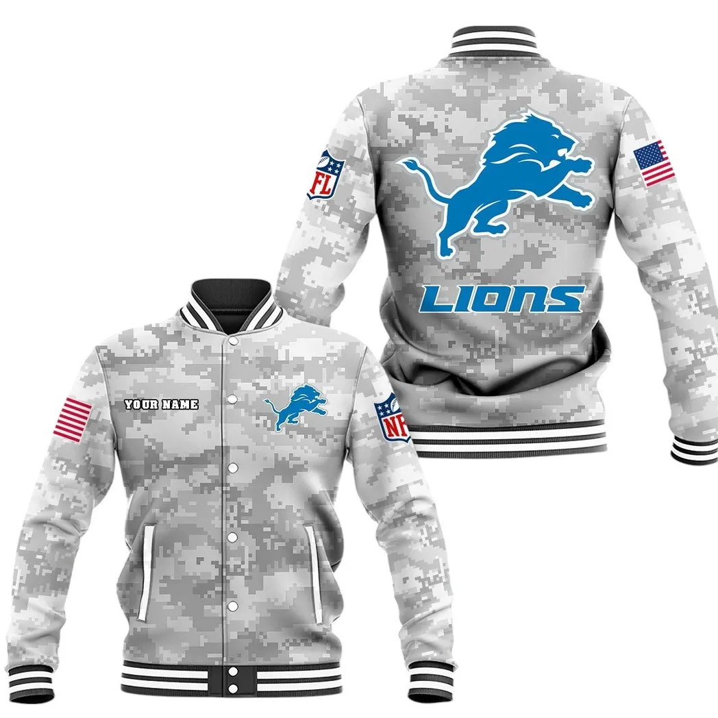 Feline Army Baseball Jacket, Custom Fan Varsity Outerwear DNFL128 - White