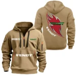 Hoodie Half Zipper Exclusive Logo Gift For Versatile Work Tractor Enthusiasts CAR170 - Khaki
