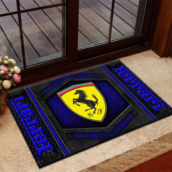 Superfast Road Car Doormat, Durable Auto-Inspired Rug for Garage or Home Entry CAR135 - Blue