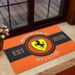 Racing-Inspired Coupe Doormat, Automotive Logo Style Floor Mat CAR169 - Orange