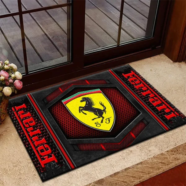 High-Performance Coupe Doormat, Durable Auto-Inspired Rug for Garage or Home Entry CAR135 - Red