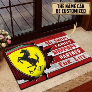 Superfast Road Car Doormat, Automotive Logo Style Floor Mat CAR135 - Red
