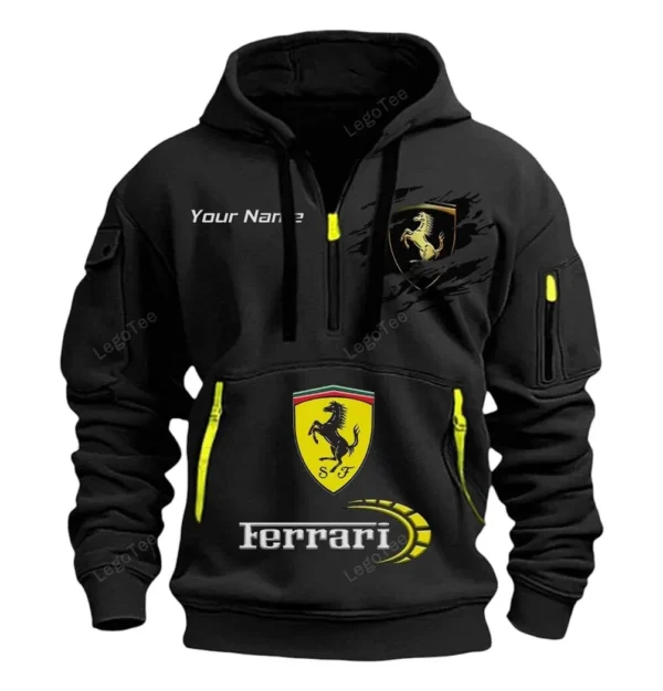 Hoodie Half Zipper Exclusive Logo Gift For Sports Auto Enthusiasts CAR113 - Black