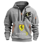 Hoodie Half Zipper Exclusive Logo Gift For High-Performance Vehicle Enthusiasts CAR113 - Gray