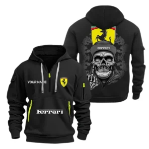 Hoodie Half Zipper Exclusive Logo Gift For Auto Racing Enthusiasts CAR166 - Black